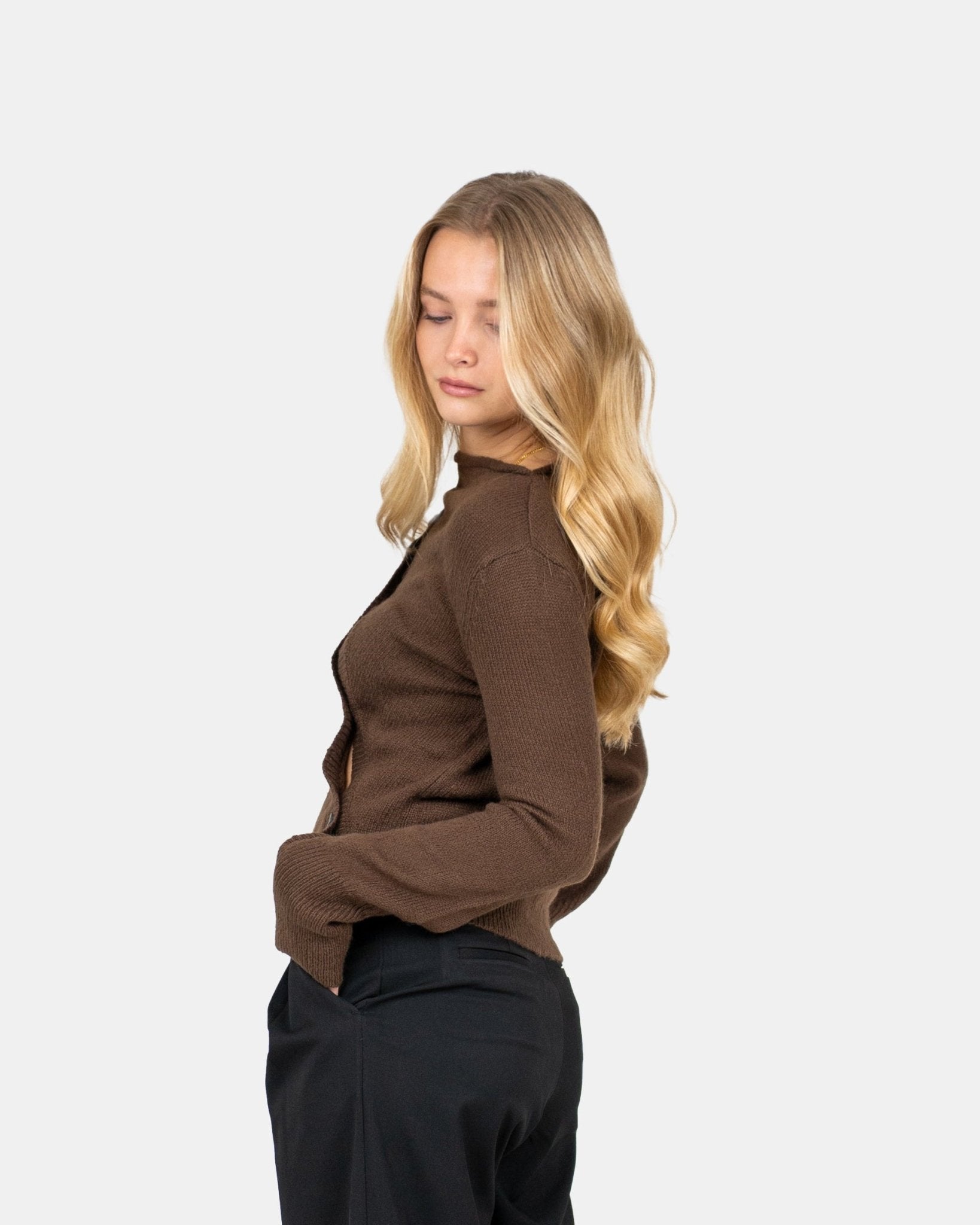 Asymmetrisk Cardigan Brun | Skagen - clothing.dk